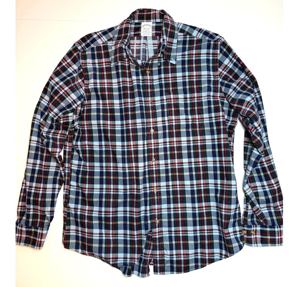 Brooks Brothers Flannel Men's Size Large Regent Fit Plaid Shirt Button Down